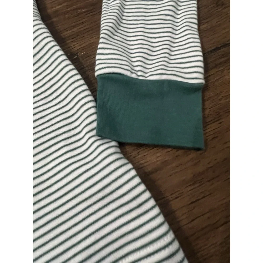 LAKE Pajama Top Green Stripe 100%‎ Pima Cotton Sleepwear Sz 10 Boys Cozy Comfort